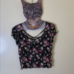Floral Lace Black Crop Top